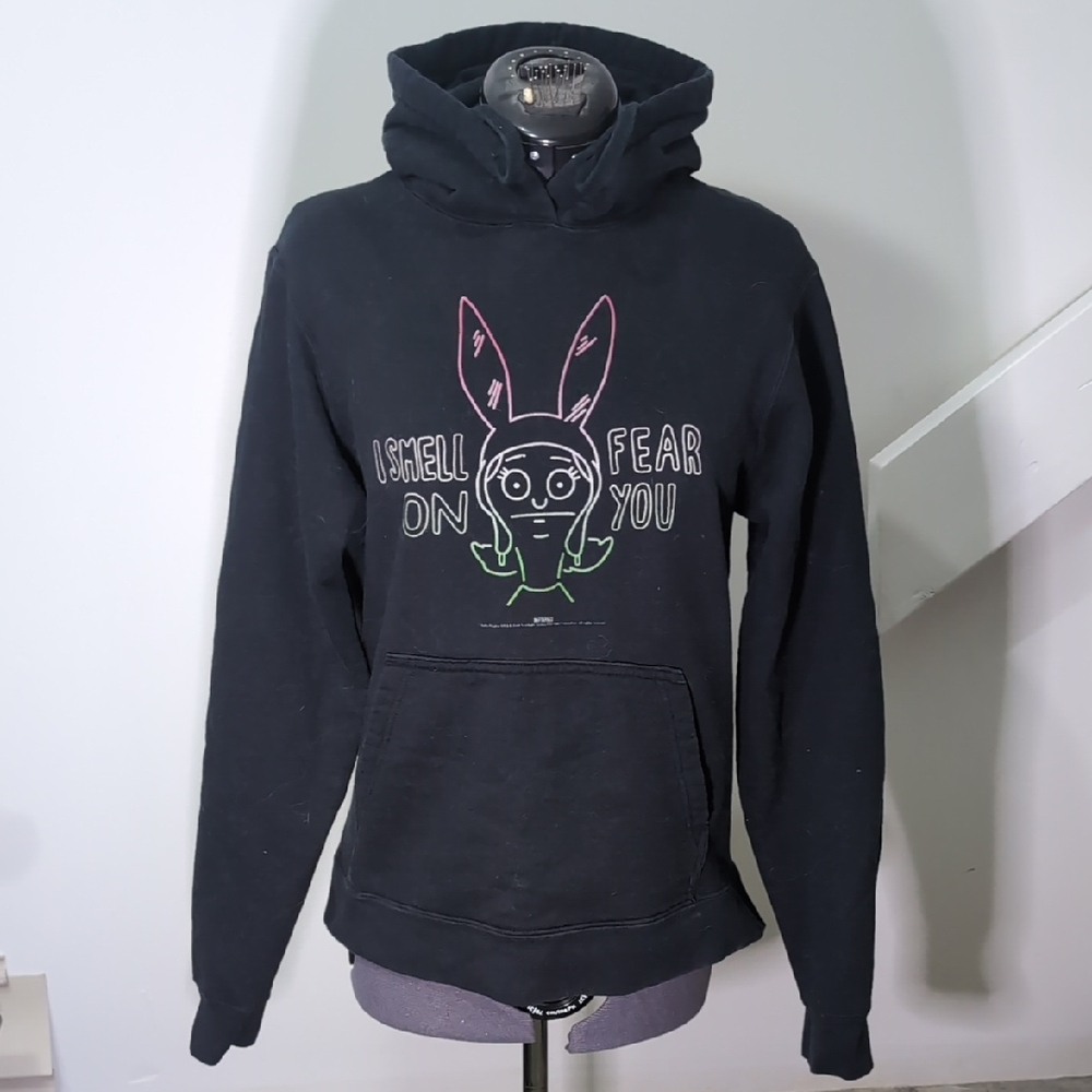 Black Hoodie with Louise Belcher From Bob's Burgers "I Smell Fear On You" Small